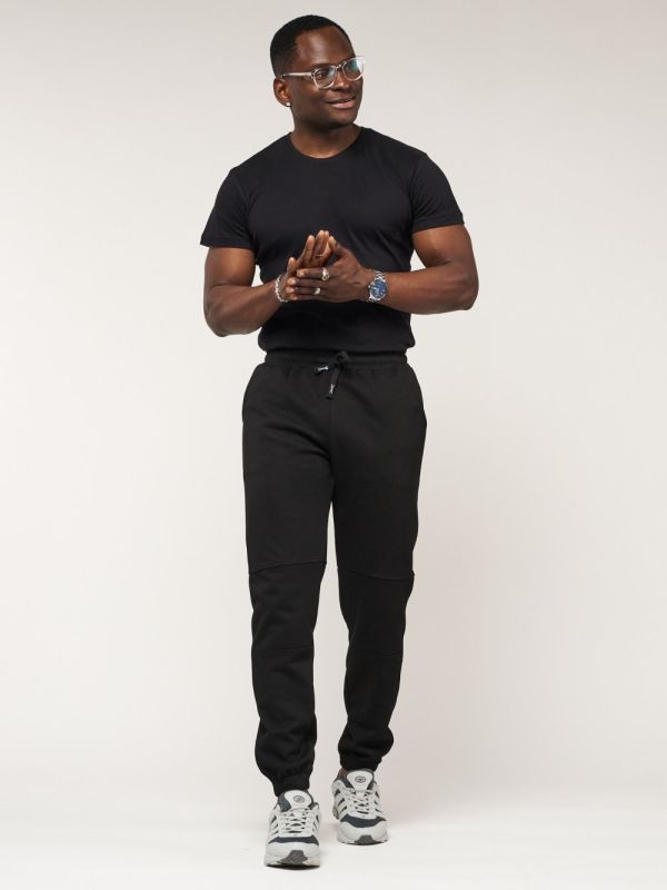 Men's black joggers with pockets 062Ch
