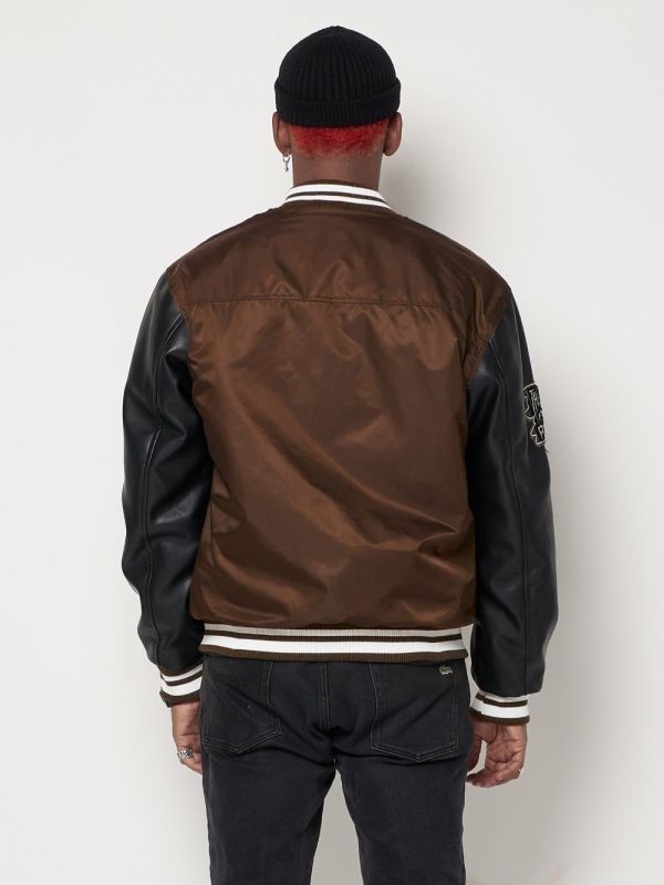 Men's brown denim bomber jacket 77166K