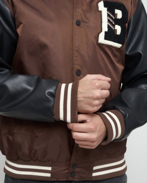 Men's brown denim bomber jacket 77192K