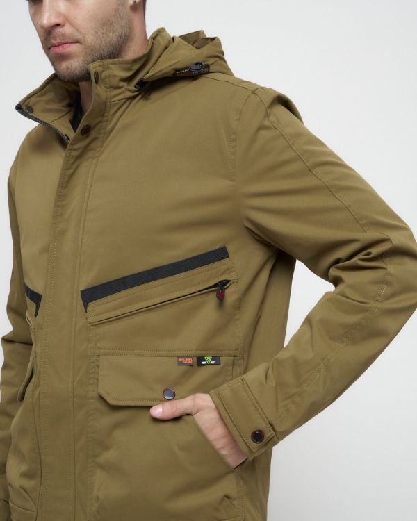 Men's sports jacket with a beige hood 8596B