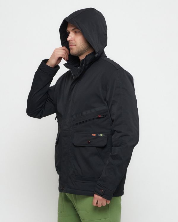 Men's sports jacket with a black hood 8596Ch