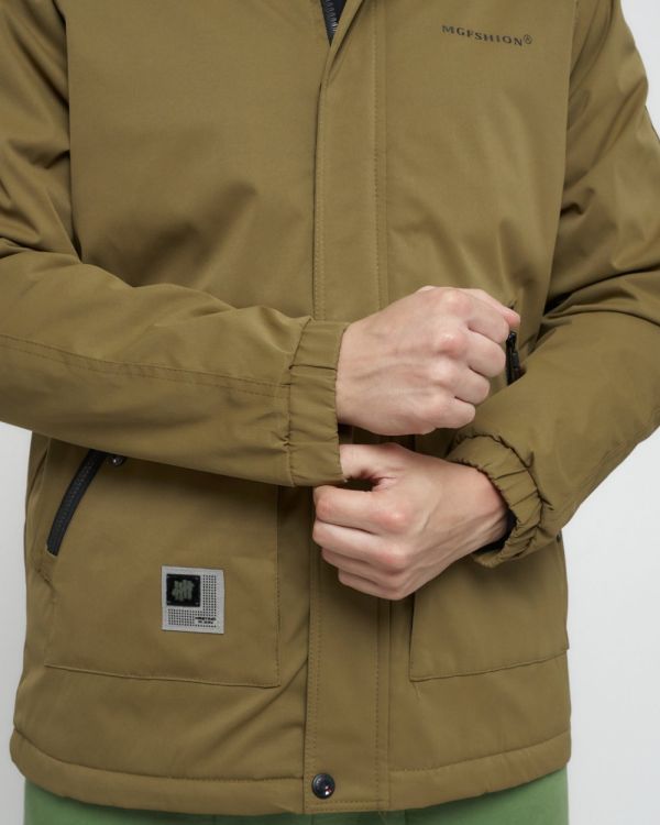Men's sports jacket with a beige hood 8598B