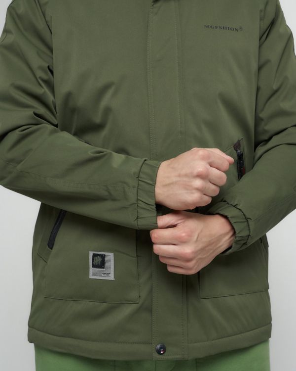 Men's sports jacket with a hood in khaki 8598Kh