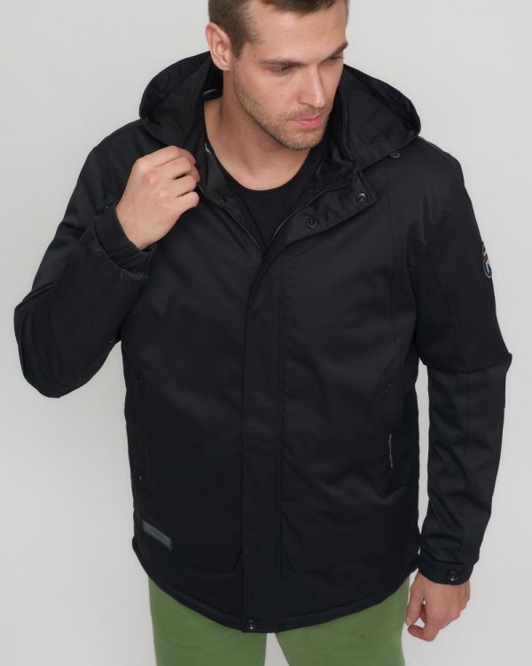 Men's sports jacket with a black hood 8599Ch