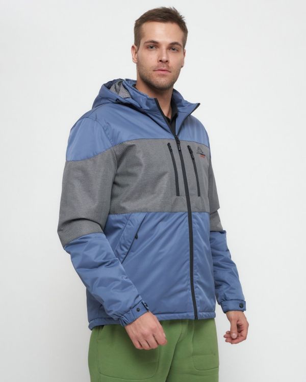 Men's sports jacket with a blue hood 8808S