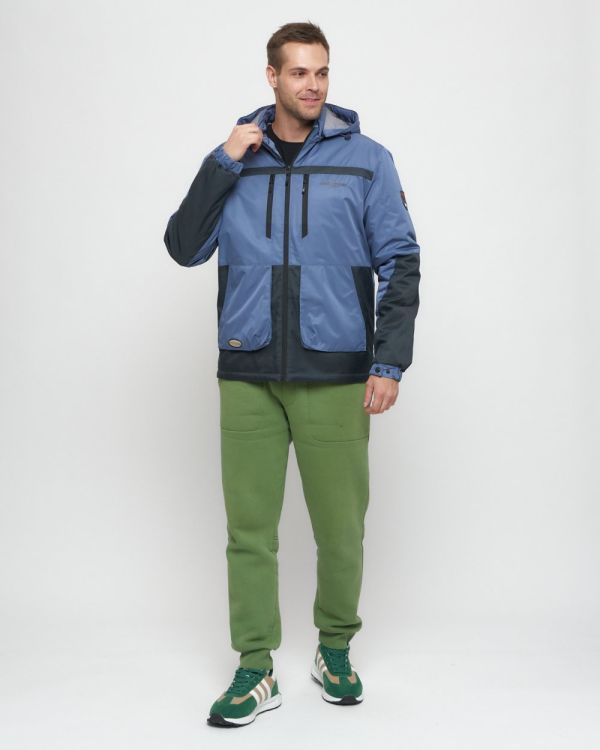 Men's sports jacket with a blue hood 8815S
